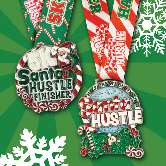 Santa Hustle Glitter Race Medals