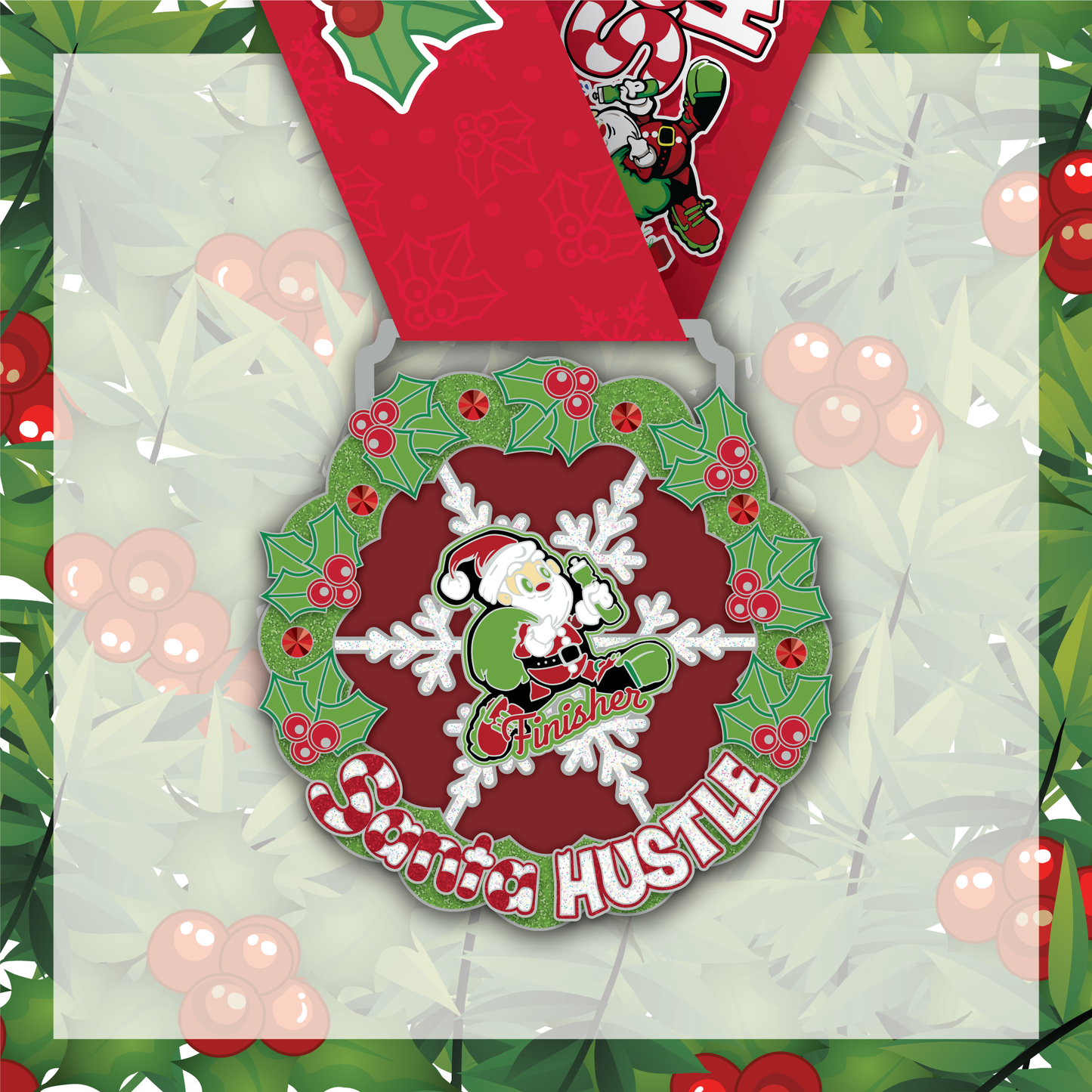 Santa Hustle Removable Ornament Race Medal