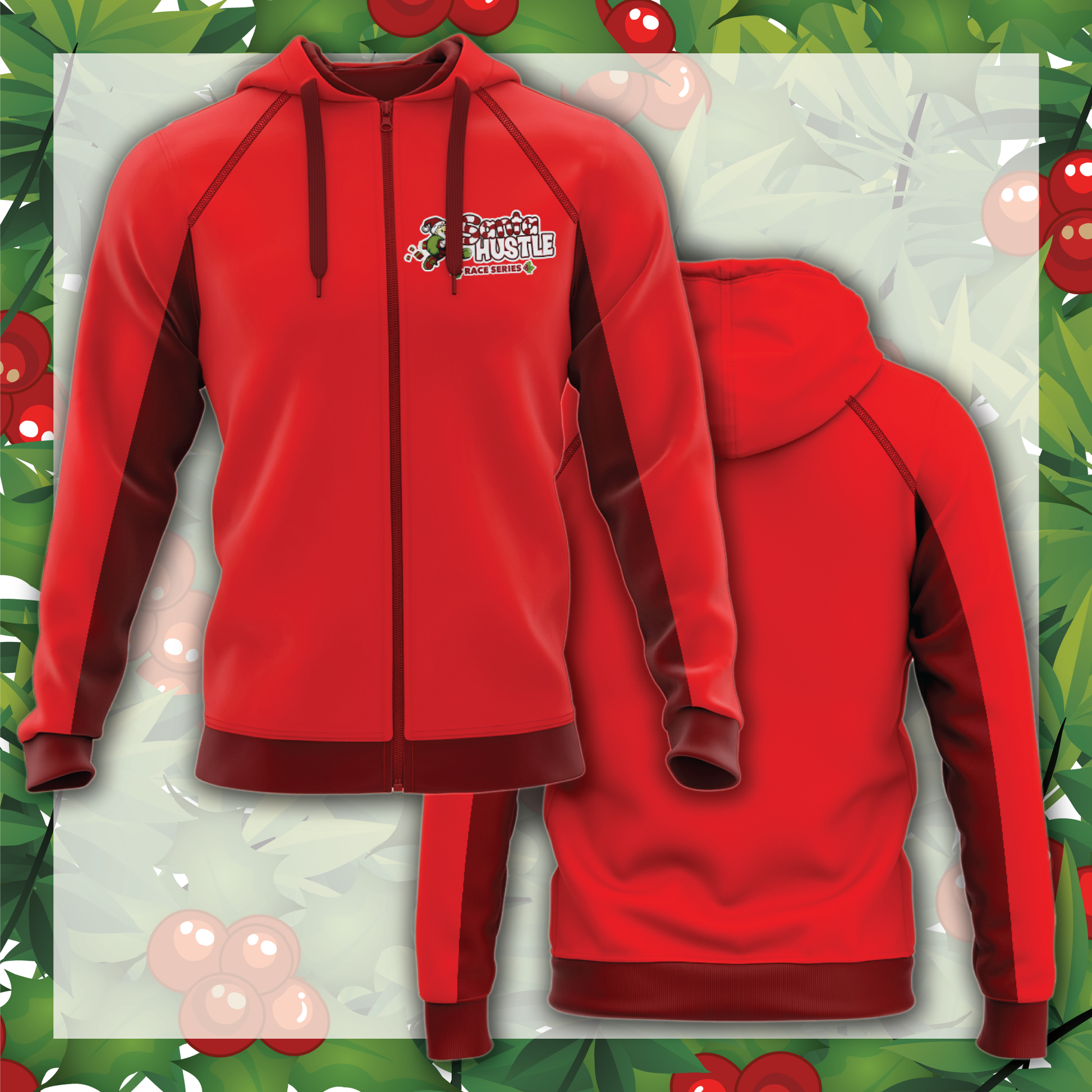 Santa Hustle Virtual Two Tone Full Zip Up Full Zip Hoodie