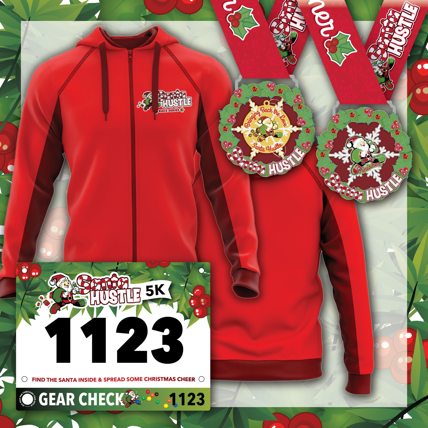 Santa Hustle Virtual Run Two-Tone Race Package