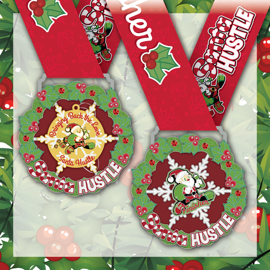 Santa Hustle Removable Ornament Race Medal