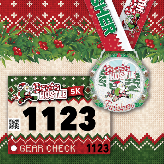 Santa Hustle Virtual Ugly Sweater Bib & Medal Package